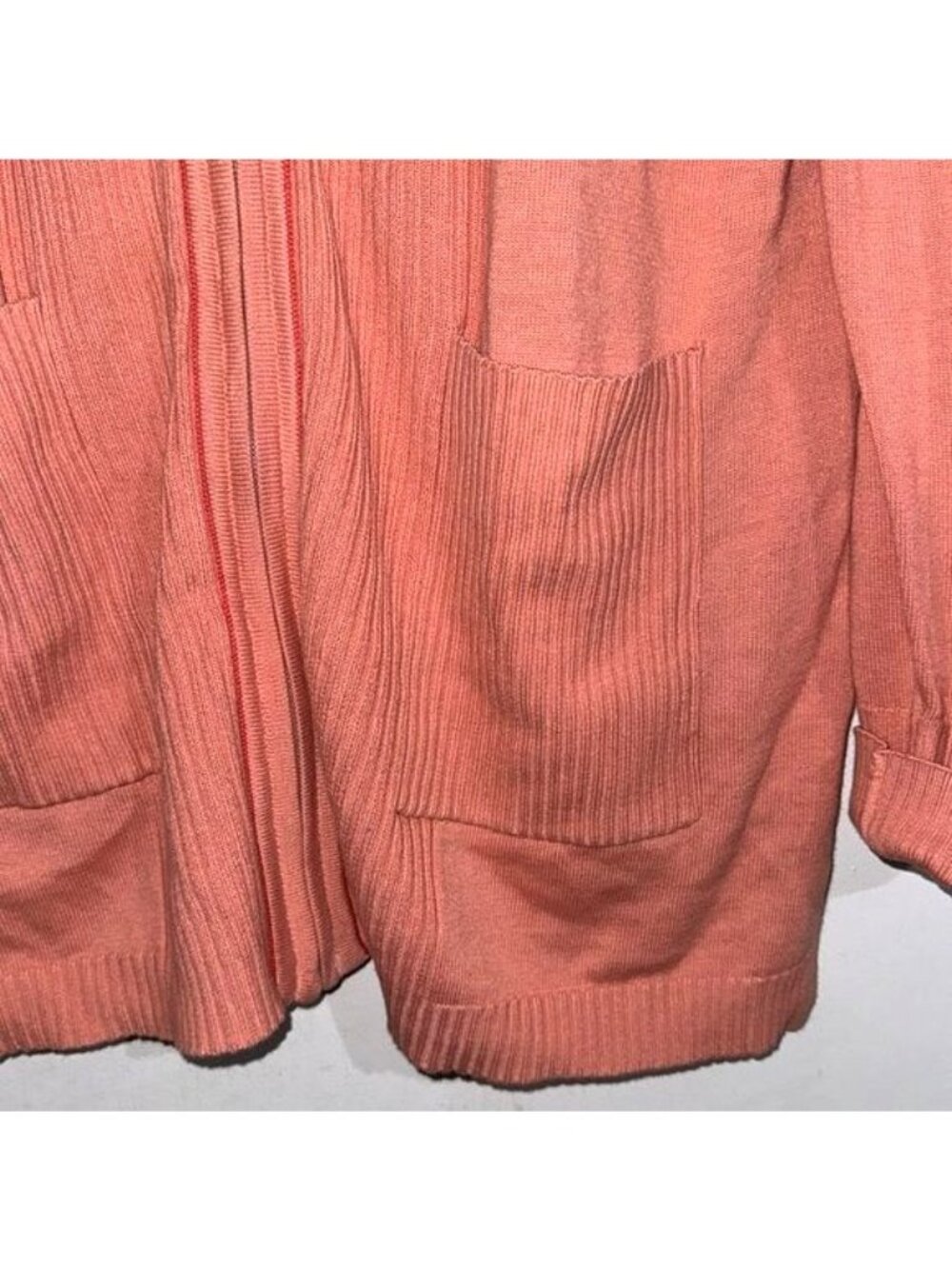Isaac Mizrahi Live! Womens Hooded Cardigan Sweater M Coral - Picture 4 of 6